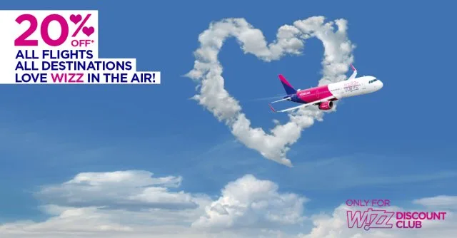 Love WIZZ in the air! 20%-os Valentin-napi ajánlat